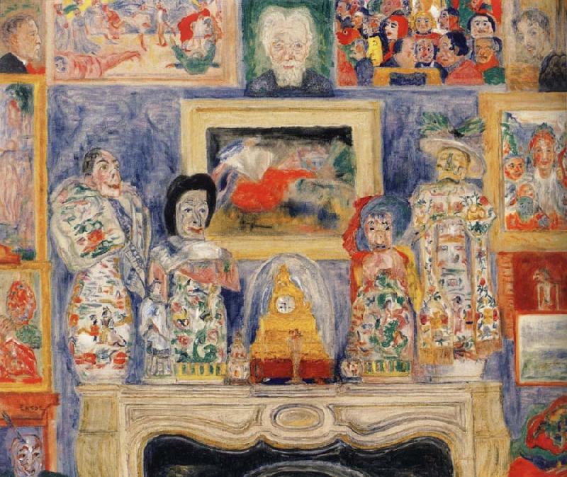 James Ensor Interior with Three Portraits